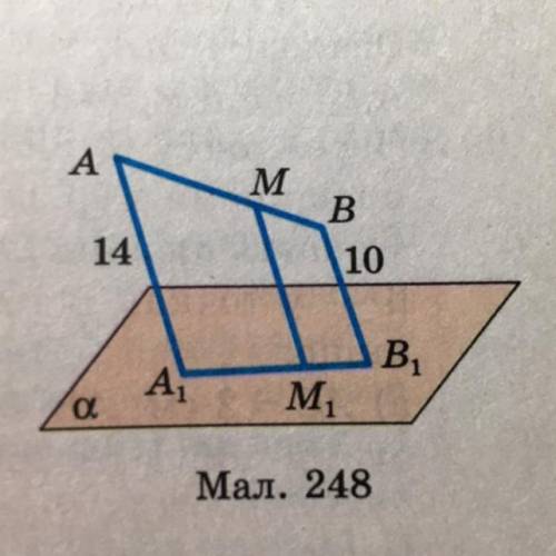 Відрізок а1в1 паралельна проекція відрізка ав на площину а. Знайдіть довжину відрізка мм1, якщо аа1