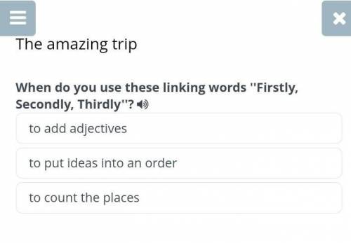 Английский язык онлайн мектеп The amazing trip When do you use these linking words ''Firstly, Second