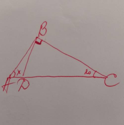 Найдите градусную меру угла BAD, если в треугольнике ABC , уголCBD = 90°, угол BCD = 20° и CD = 2AB.