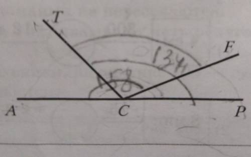 309. Из вершины развёрнутого угла ACP (рис. 100) проведены два луча CT и CF так, что ZАCF = 158°, ZT