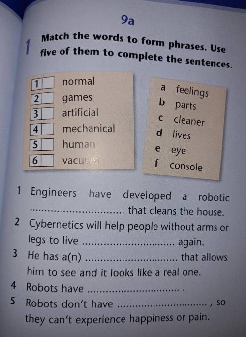 Match the words to form phrases. Use five of them to complete the sentences.1normal2games3artificial