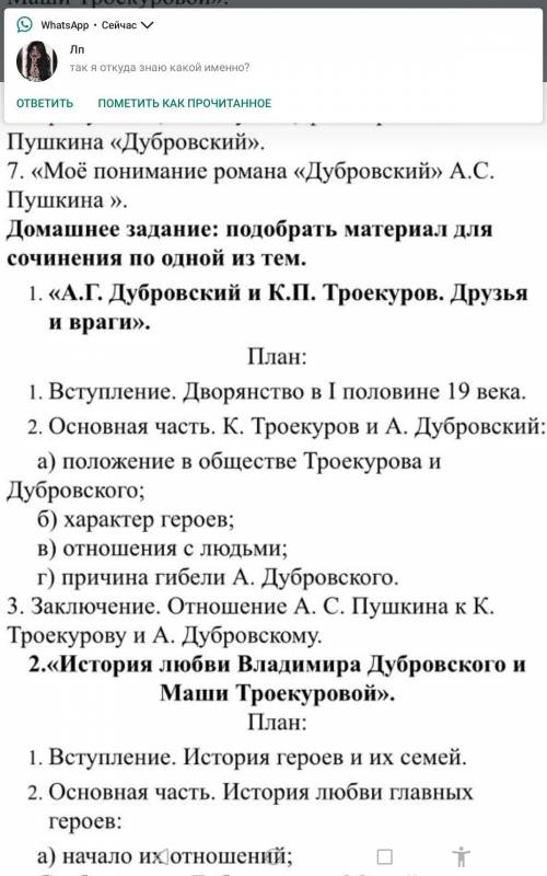 Ребят напишите сочинение про дубровского по этому плану: ( )