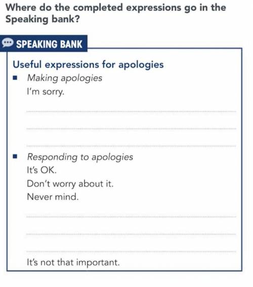 Where do the completed expressions go in the Speaking bank?