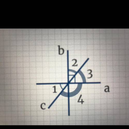 На рисунке изображены две перпендикулярные прямые а и b. угол 3= 50°. Найдите градусную меру углов 1