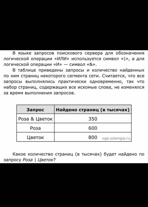 В языке запросов поискового сервера для обозначения логической операции «ИЛИ» используется символ «|