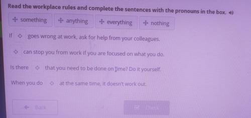 Read the workplace rules and complete the sentences with the pronouns in the box. + something anythi