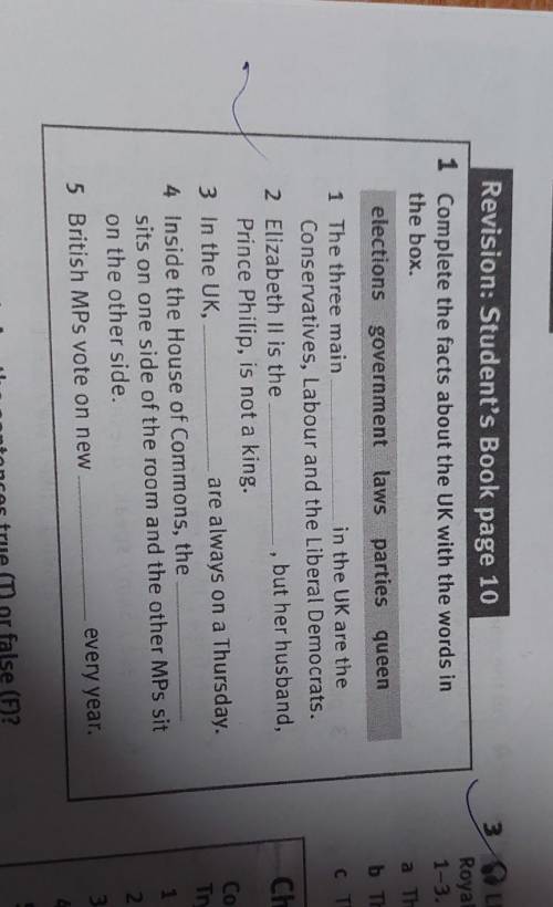 1 Complete the facts about the UK with the words in the box. elections government laws parties queen