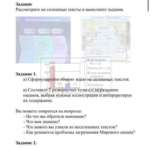 Задание 1. а) Сформулируйте общую идею не сплошных текстов. в) Составьте 2 развернутых тезиса о загр