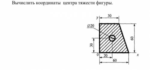 Вычислите координаты центра тяжести фигуры надо площадь и все остальное тоже ось координат.