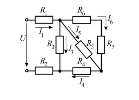 Определить токи и напряжения на отдельных участках схемы, если напряжение на входе U =240 В, а сопро
