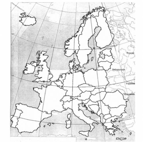 Задание 2. В КОНТУРНОЙ КАРТЕ 1) Отметить границы стран Северной Европы, подписать название стран и и