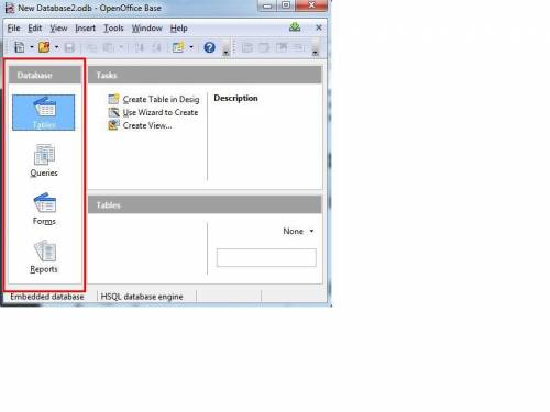 Как называется выделенная область окна СУБД OpenOffice Base? ответ введите строчными буквами во множ