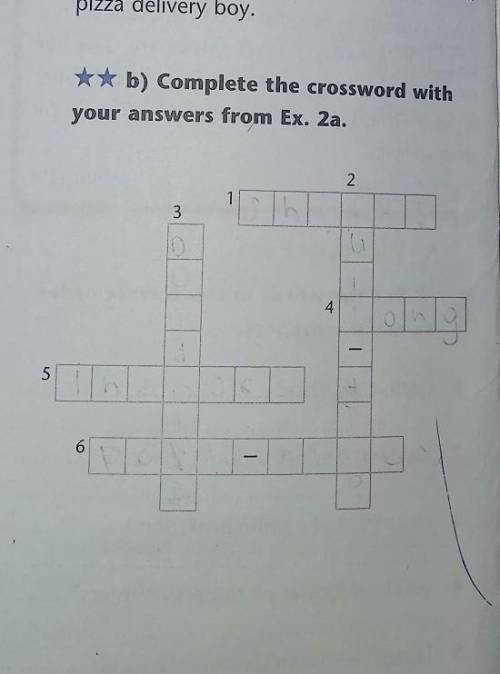 ** b) Complete the crossword with your answers from Ex. 2a. 2 1 3 0 4 O - 5 - 6 - - мне нужно