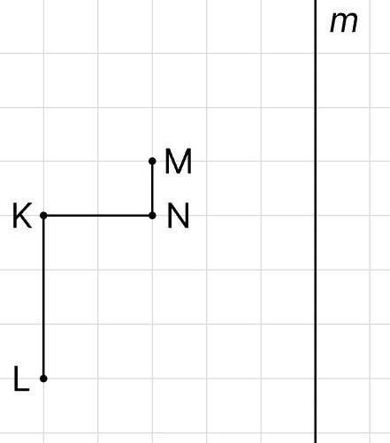 Найди площадь многоугольника, который получится при осевой симметрии ломаной ﻿MNKL﻿ относительно пря