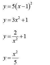 Из данных функций выберите те, которые являются квадратичными. График какой функции среди выбранных,