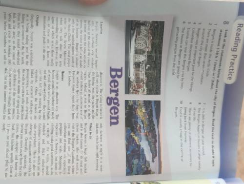 Reading Practice Read 9 Look at the statements below about the city of Bergen. Read the text to deci