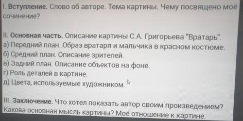 Напишите сочинение по картине С А Григорьевна Вратрь. По плану