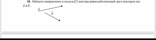 Найдите направление и модуль (с) вектора равнодействующей двух векторов сил а и в Задание на фото