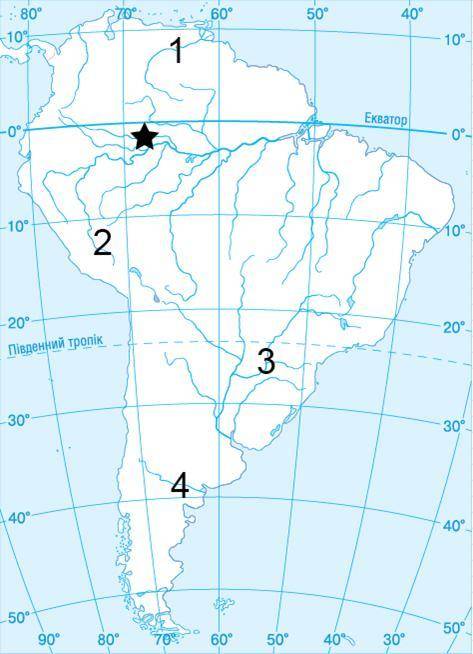 Визначте тип клімату для міста Південної Америки, позначеного на картосхемі зірочкою. помірний тропі