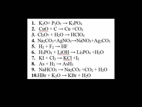 Химия 7 класРешите уравнения по химии (Распишите на листочке)