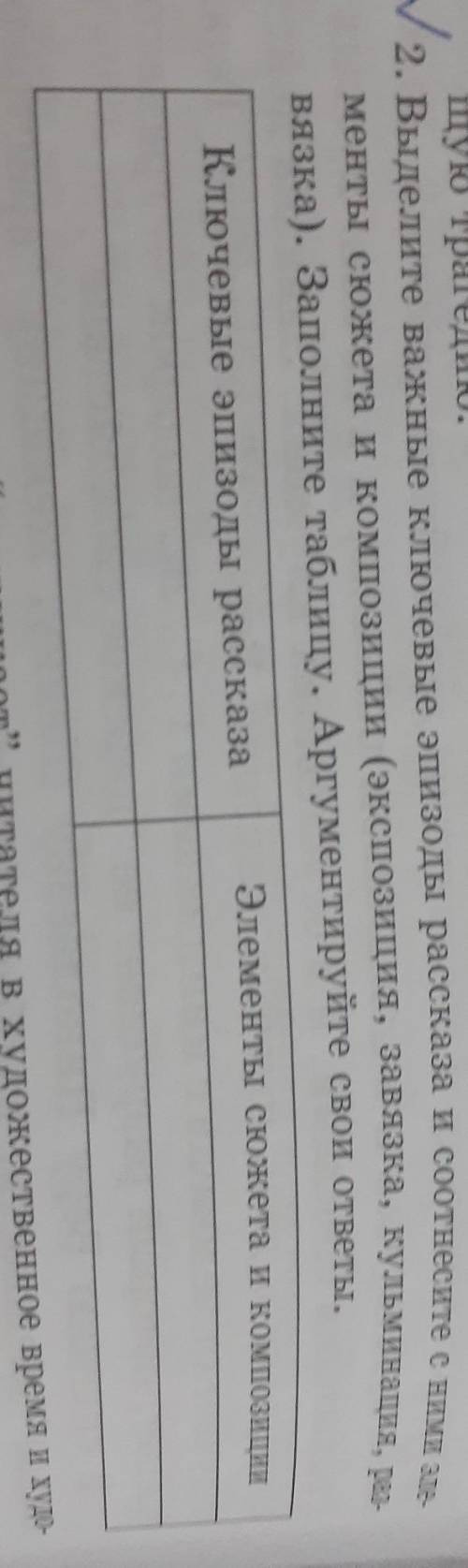 Выделите важные ключевые эпизоды рассказа и Соотнесите с ними элементы сюжета и композиции.