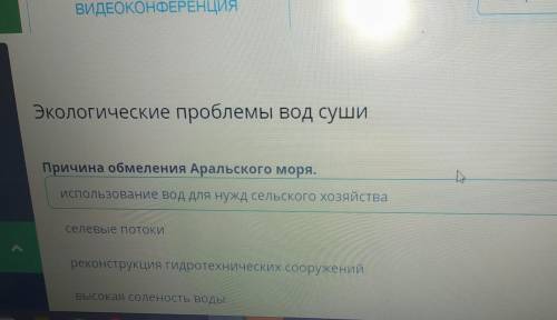 Экологические проблемы вод суши Причина обмеления Аральского моря. Использование вод для нужд сельск