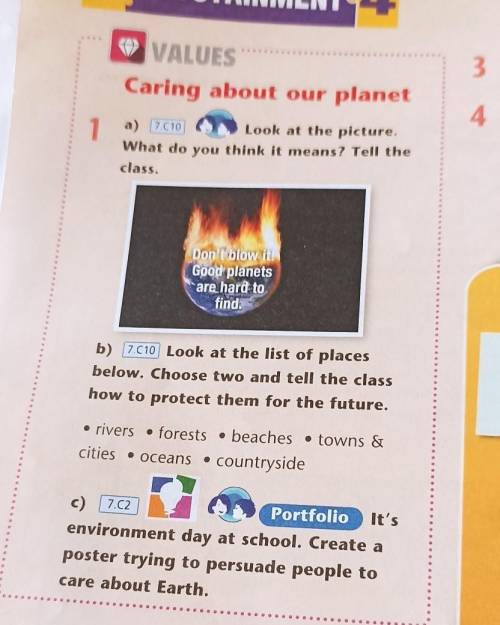 Caring about our planet 1 a) (7.610 Look at the picture. What do you think it means? Tell the class.