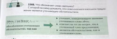 156Б. Что обозначает слово светинки? С опорой на схему докажите, что слово в космосе в восьмом предл