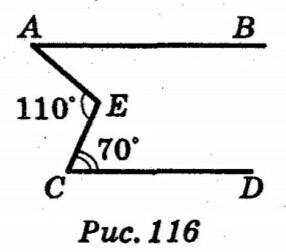 103. На рисунку 116 AB||CD. Знайдіть кут ВАЕ, якщо ZAEC = 110°, <DCE = 70°.(напишите подробно )