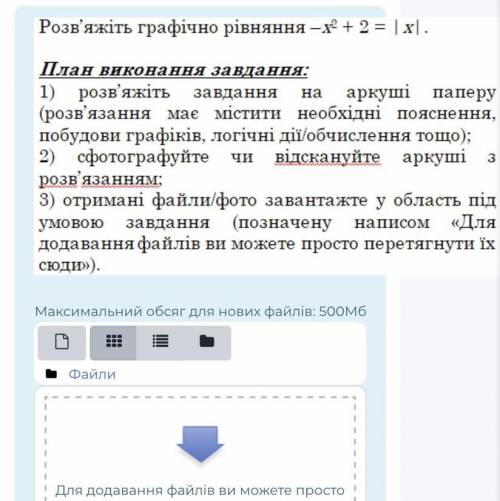 Розв'яжіть графічно рівняння –x2 + 2 = |x| .