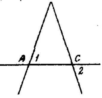 На рисунке AB=CB, угол 2 равен 60°. Чему равен 1 угол?