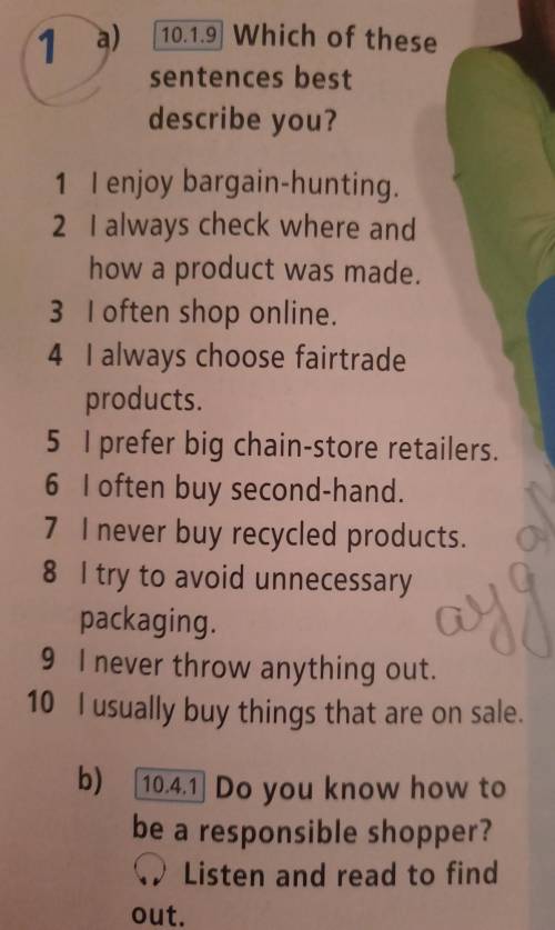 1 a) 10.19 Which of these sentences best describe you? In th he CI si 1 I enjoy bargain-hunting. 2 I
