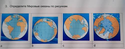 Определите мировые океаны по рисункам.