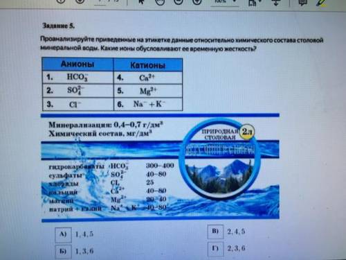 Задание 5. Проанализируйте приведенные на этикетке данные относительно химического состава столовой