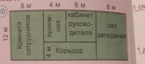 на рис. 10 изображен план офиса. Найдите площадь каждой комнаты. Сложив эти площади Найдите площадь