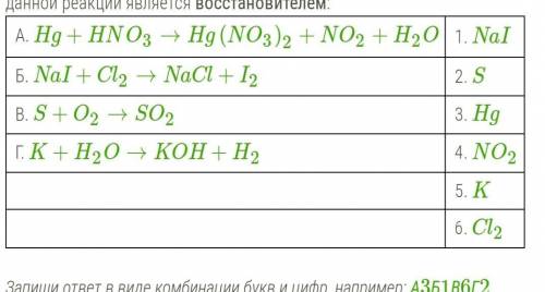 Установи соответствие между схемой химической реакции и веществом, которое в данной реакции является