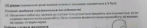 Оксигемоглобін від легенів до клітин тіла рухається (вкажіть послідовність): а) по судинах малого ко