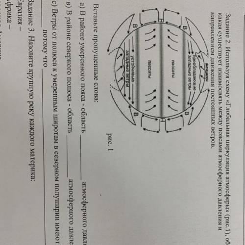 Задание 2. Используя схему «Глобальная циркуляция атмосферы» (рис.1), объясните, какая существует вз