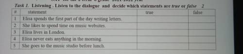 Task 1. Listening - Listen to the dialogue and decide which statements are true or fals 2 statement