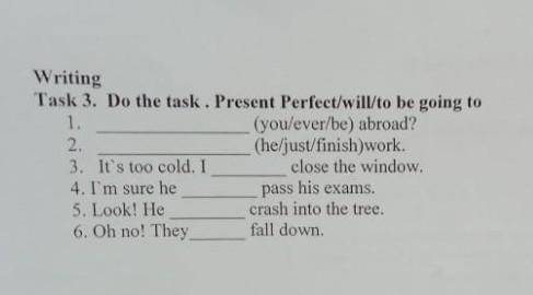 Do the task. Present Perfect/will/to be goin to.соч по англ яз 7 класс