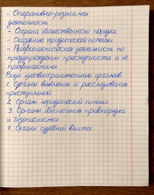 Доклад по правоохранительным органам в тетради от руки у кого есть