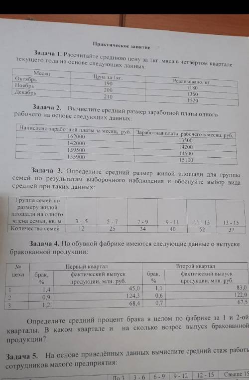 Рассчитайте среднюю цену за 1 кг мяса в четвертом квартале текущего года на основе следующих данных