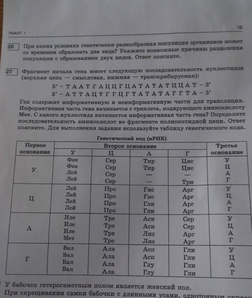 Фрагмент начала гена имеет следующую последовательность... 27 номер быстро