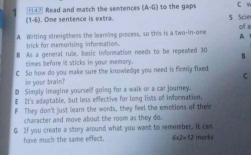 .Read and match the sentences (A-G) to gaps (1-6).One sentence is extra.