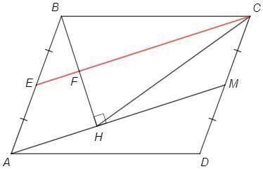 Точка M — середина стороны CD параллелограмма ABCD; H — проекция точки B на прямую AM . Найдите CH,