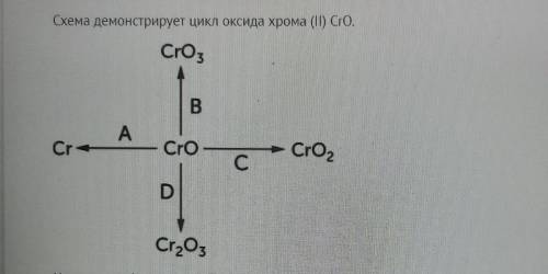 Схема демонстрирует цикл оксида хрома (||) CrO а)Укажите в каком из процессов оксид хрома (||) CrO в