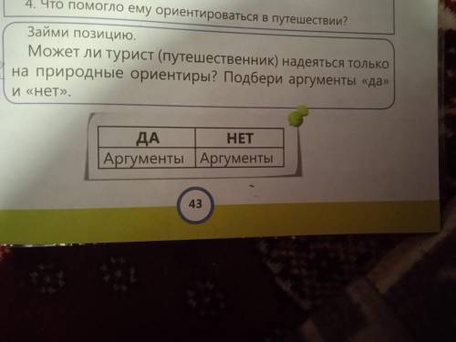 Познание мира 3 класс.Займи позицию. Может ли турист(путешественник)надеется только на природные ори