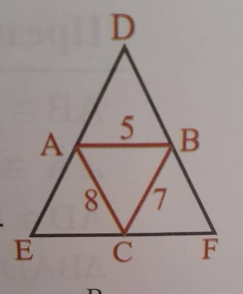 Точки АВС-середины сторон треугольника DEF. найдите: а)длины сторон DE, DF, EF;b)периметр треугольни