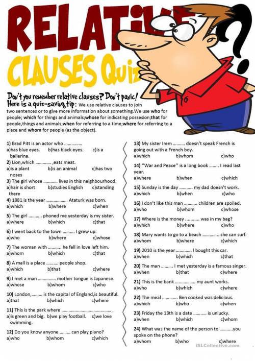 Relatike clauses quiz