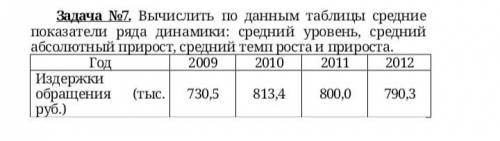 Статистика ! Вычислить по данным таблицы средние показатели ряда динамики: средний уровень, средний